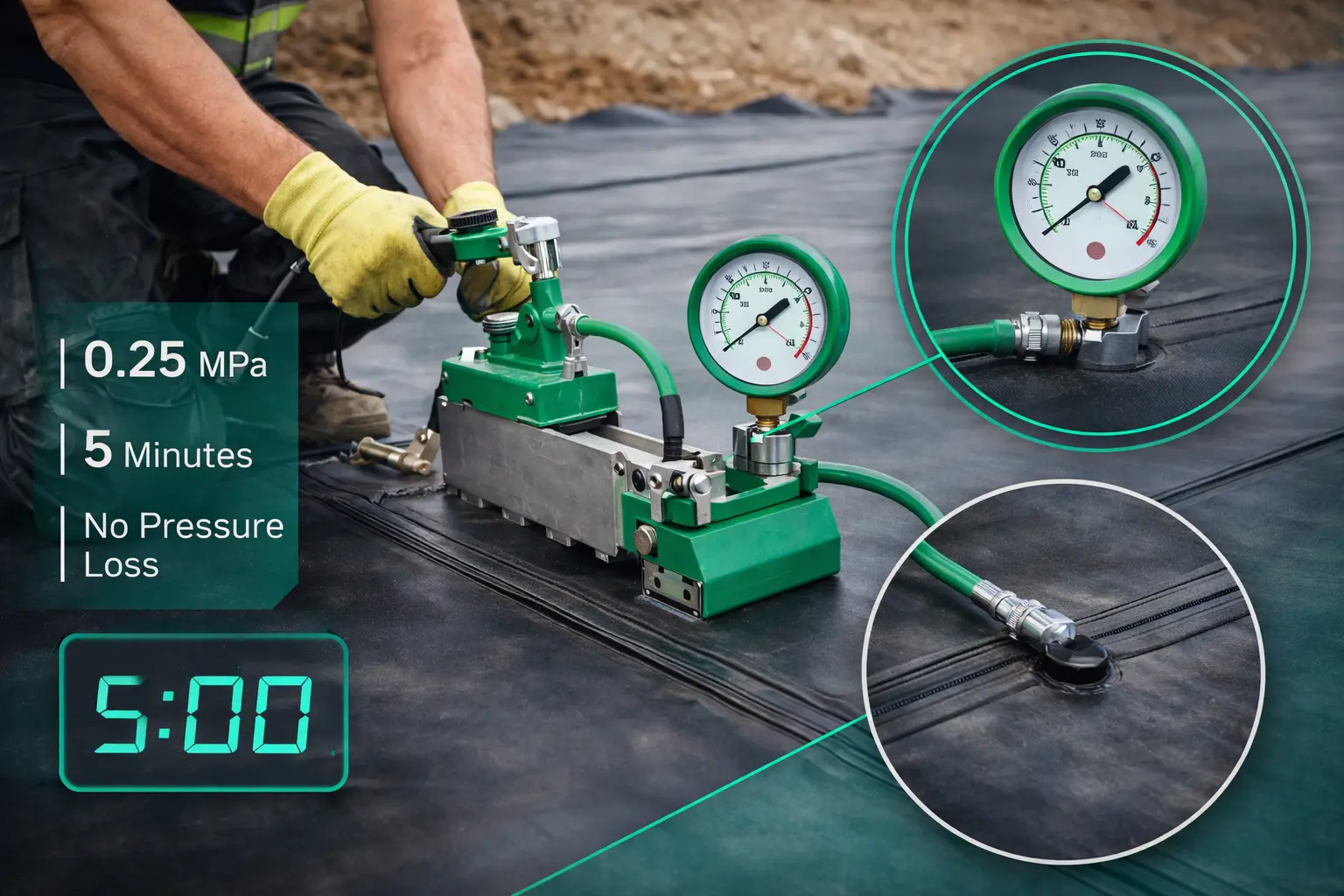 Geomembrane Quality Inspection Air Pressure Test