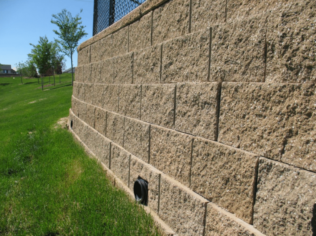 Segmental block retaining wall built on reinforced soil