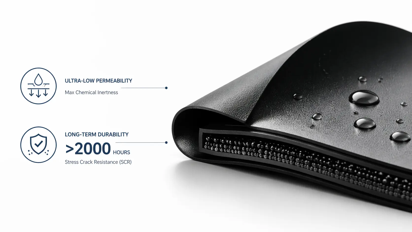 Premium geomembrane resisting long-term degradation and stress cracking