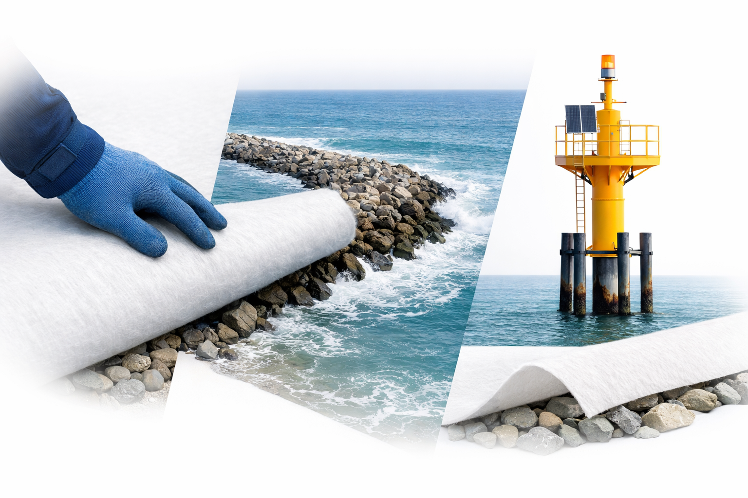 Coastal protection engineering project applying 800 gsm high-UV non-woven geotextiles