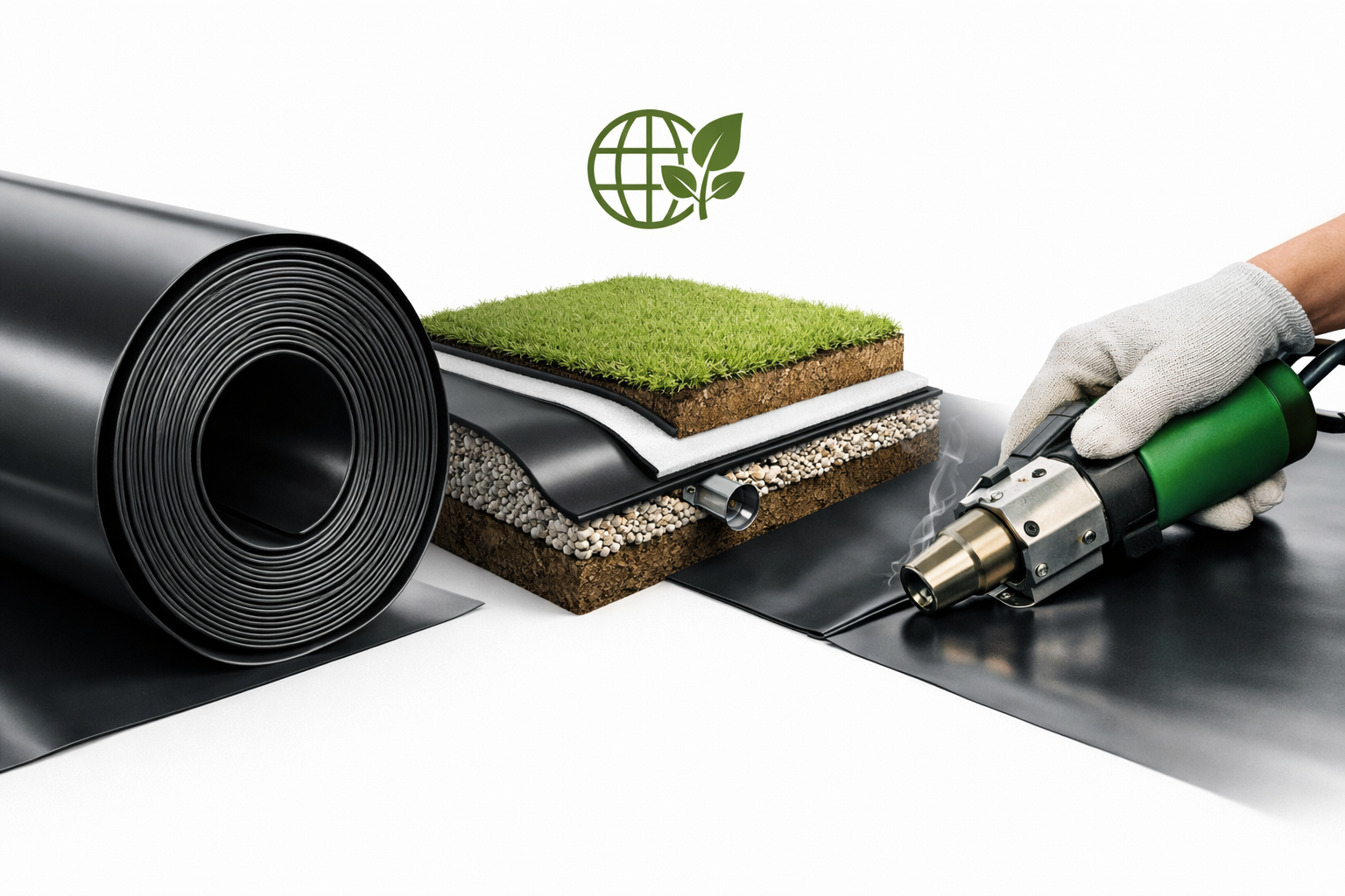 Landfill capping project utilizing 1.5mm HDPE geomembrane for environmental containment