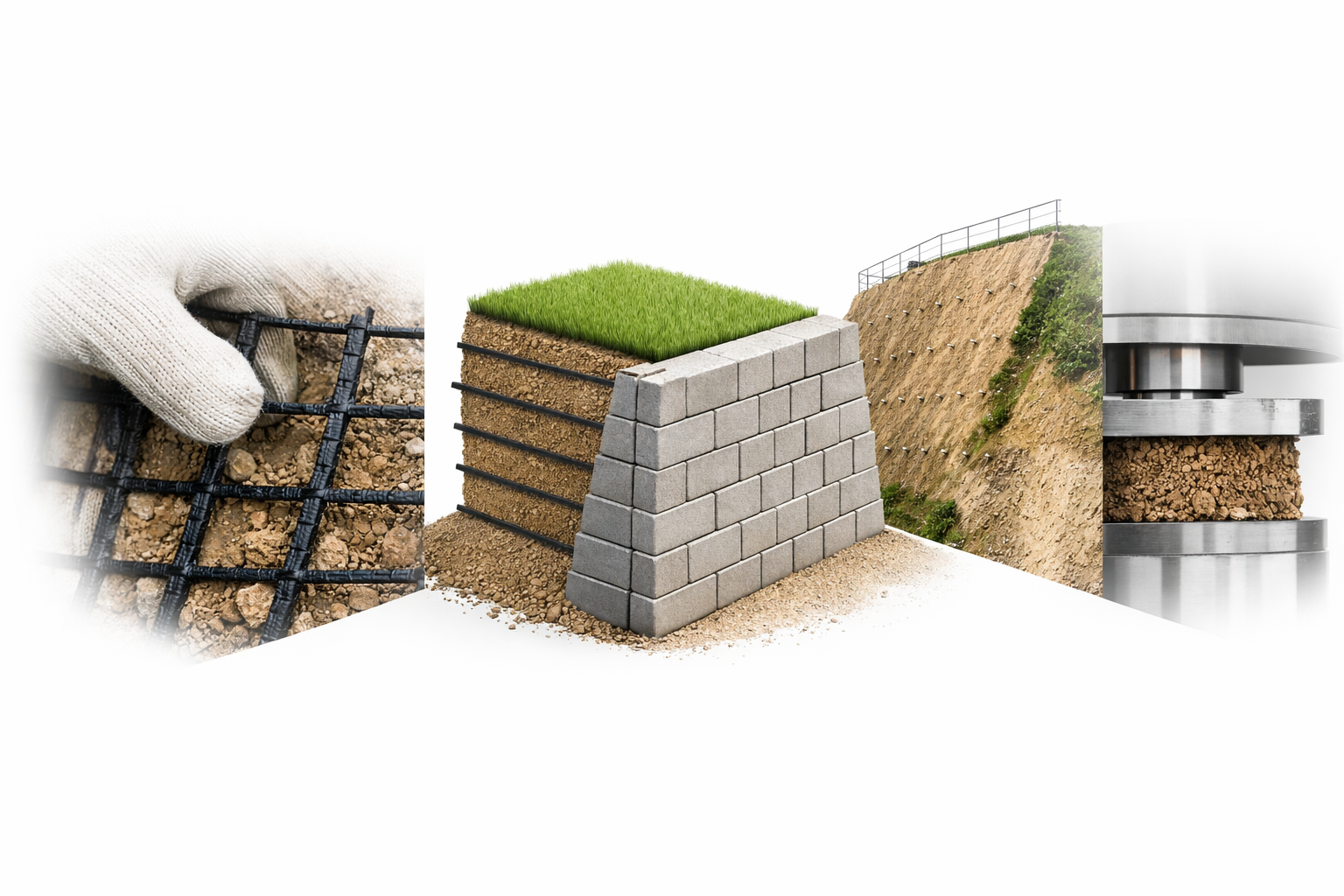 Mechanically Stabilized Earth (MSE) walls and steep slope reinforcement construction