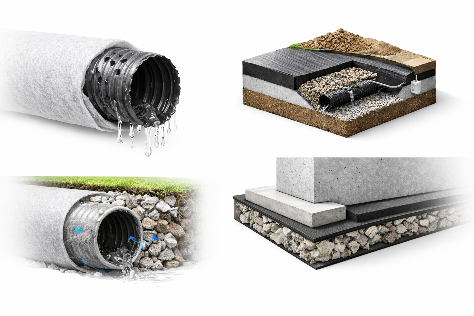 Subsurface drainage and engineered filtration system for critical infrastructure protection