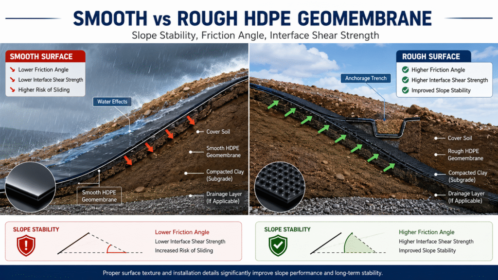 Smooth versus textured HDPE geomembrane comparison guide cover