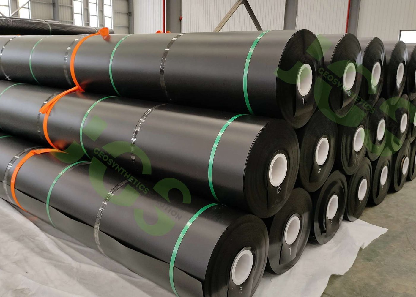 Black HDPE geomembrane rolls manufactured by Jinseed