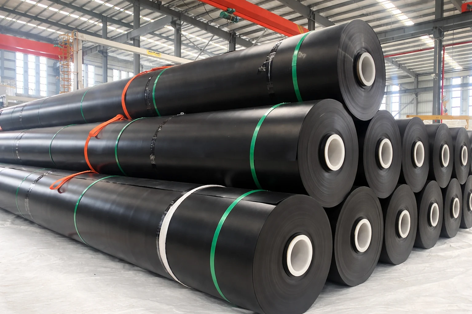 HDPE geomembrane rolls in the factory
