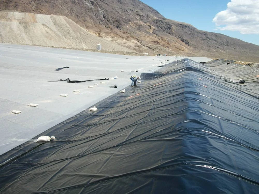 Geomembrane lining installation at an earthworks site