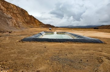 Construction of geomembrane pool in open pit mine in Australia.